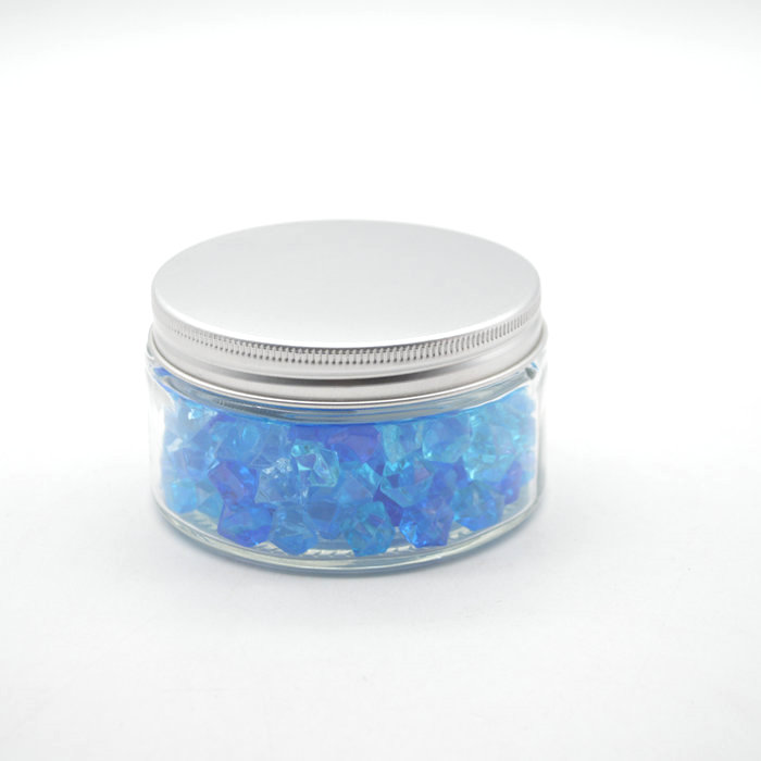 Large Face Cream Container 200ml Clear Glass Jar with Silver Metal Cap