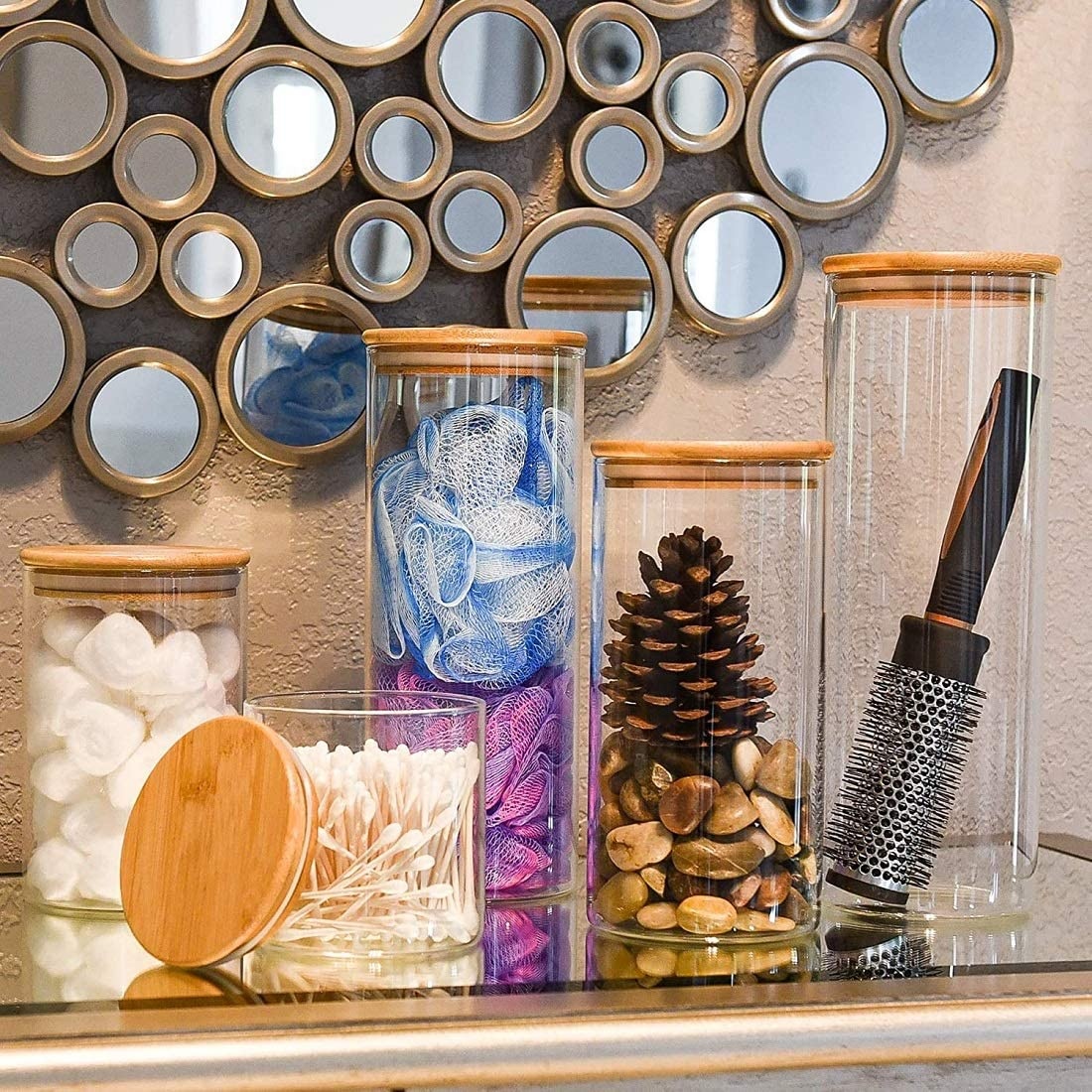 Large Glass Food Storage Containers Pantry Thickened Borosilicate Glass Jar with Bamboo Airtight Lid borosilicate jar with lid