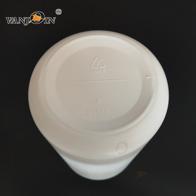Large Plastic Empty Storage Containers 16oz 24oz 32oz HDPE Protein Powder Jars with white ribbed lid