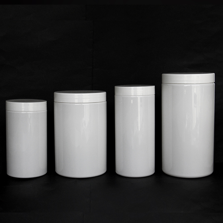 Large Plastic Empty Storage Containers 16oz 24oz 32oz HDPE Protein Powder Jars with white ribbed lid