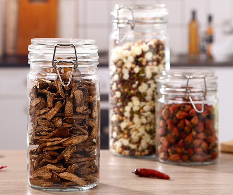 Large Round Glass Kitchen Storage Jar Wide Mouth Glass Jars Sealed Storage Tank Glass Food Storage Jar Containers Set