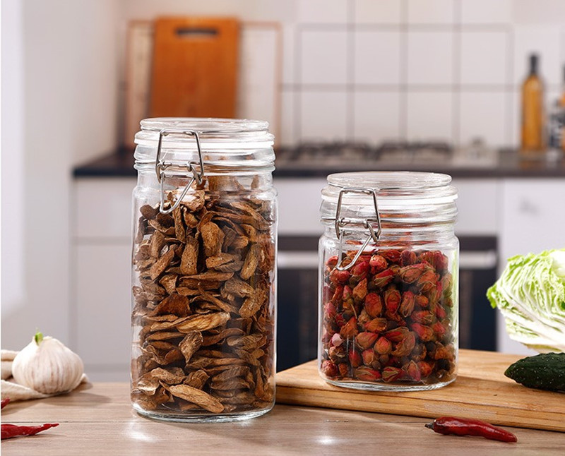 Large Round Glass Kitchen Storage Jar Wide Mouth Glass Jars Sealed Storage Tank Glass Food Storage Jar Containers Set
