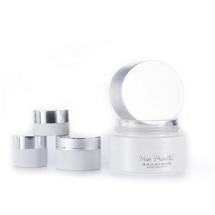 Large Seal face cream 15g 20g 30g 50g 100g frosted white round 200ml cosmetic packaging glass jar with UV silver cap