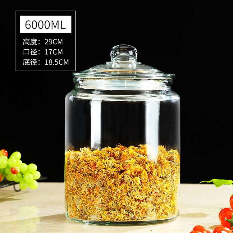 Large Size 6000ml Glass Grain Storage Jar Clear Big Stash Jar Recyclable 4000ml Food Cereals Container For Kitchen Use