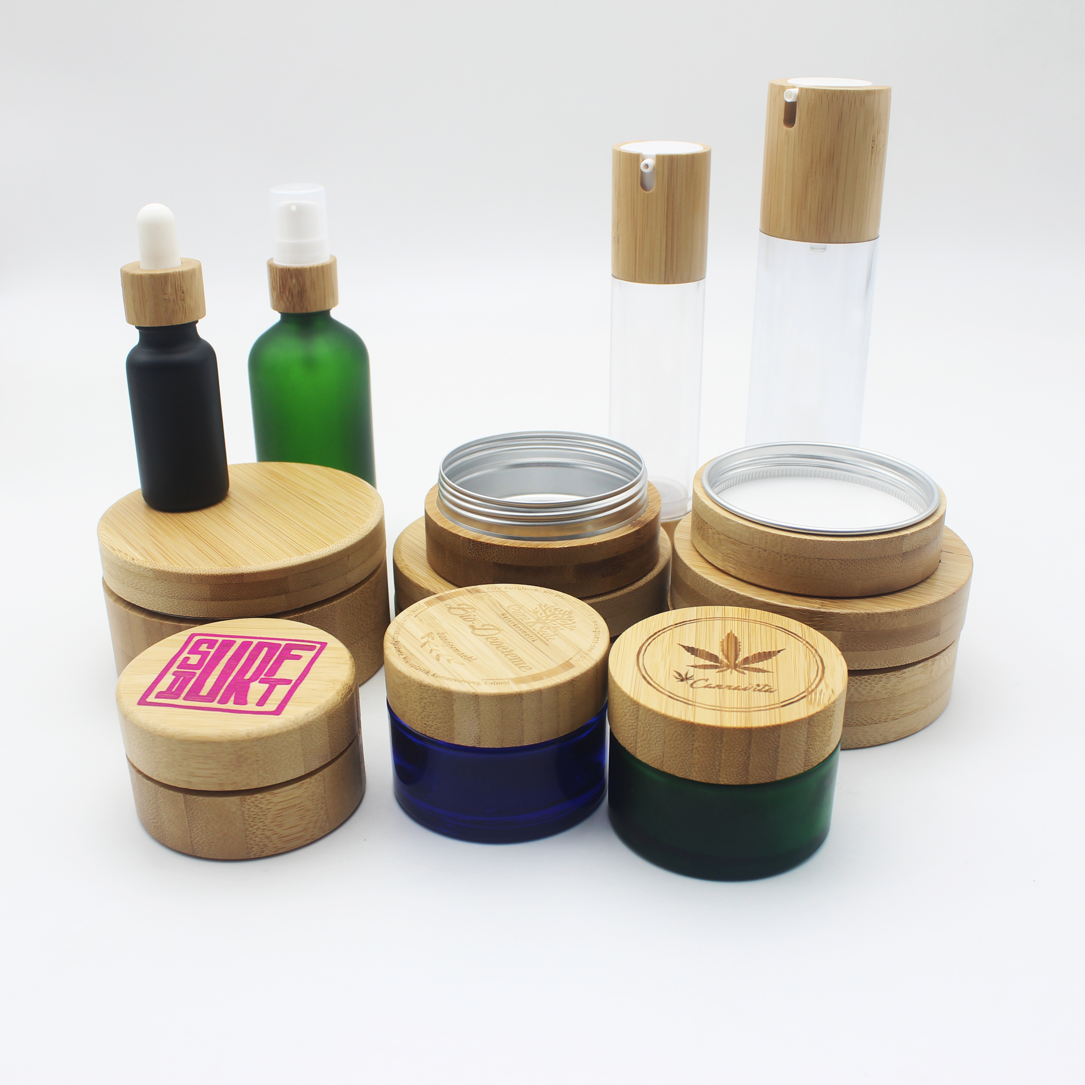 Large bamboo jars natural bamboo jar 500g cream wood container BP-396K