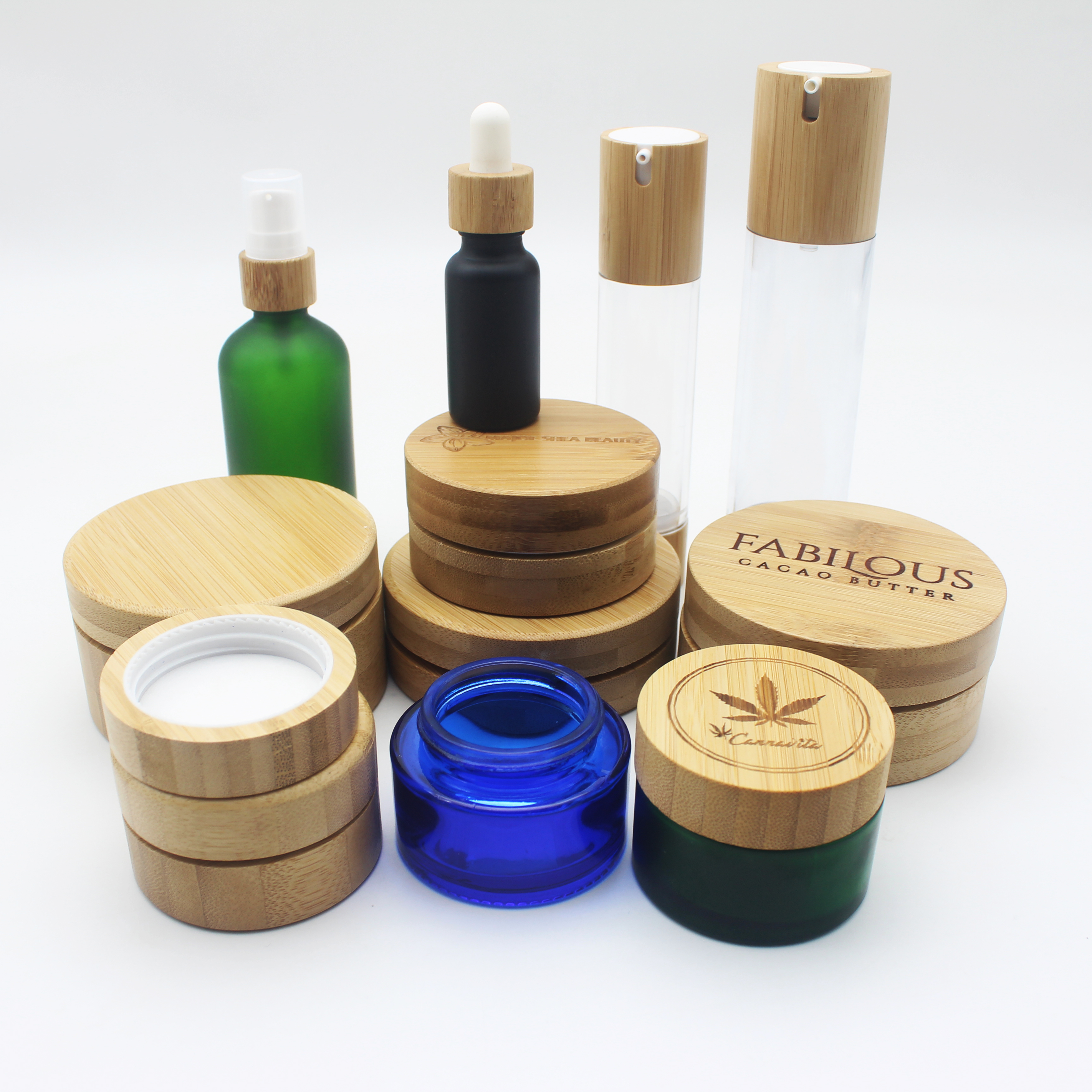 Large bamboo jars natural bamboo jar 500g cream wood container BP-396K