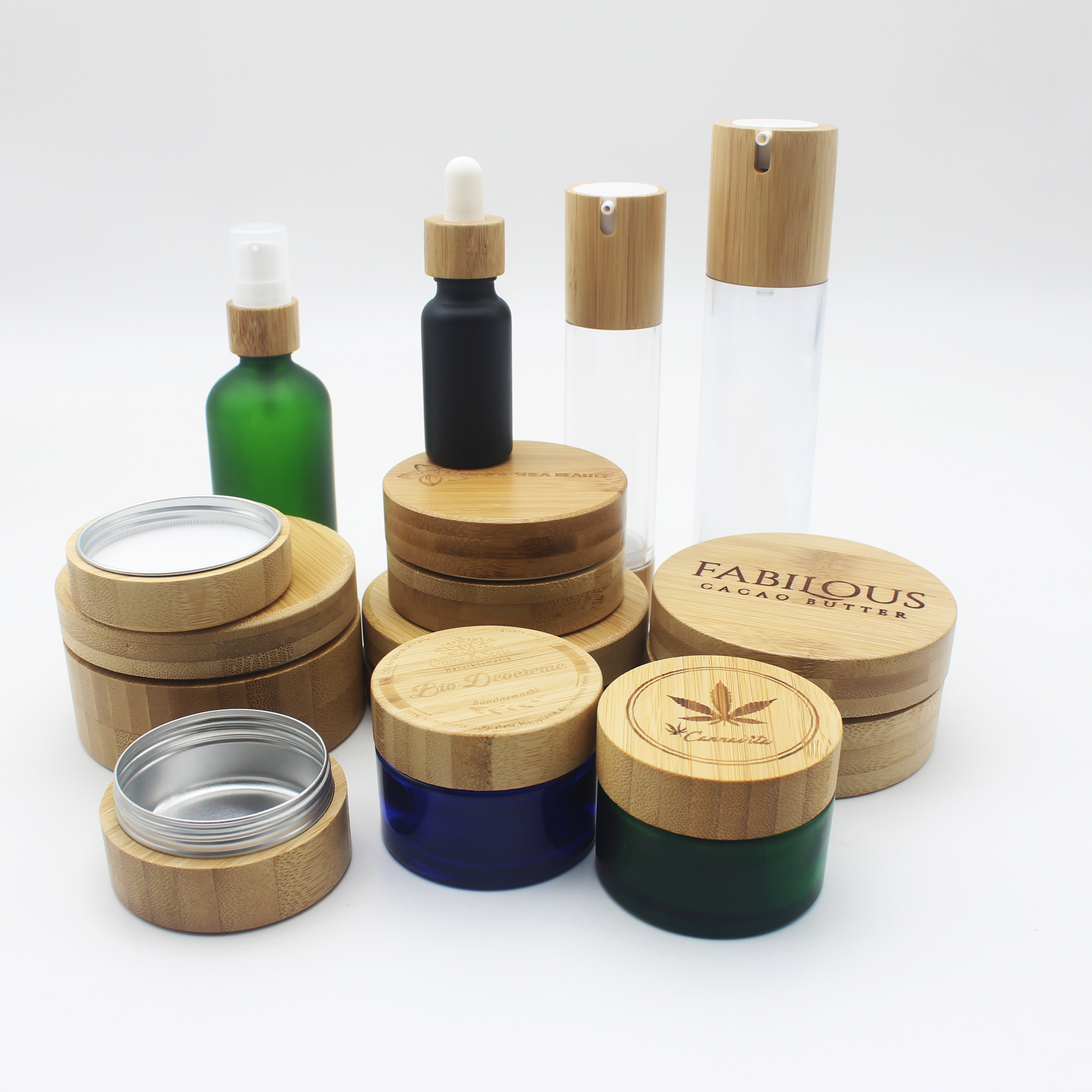 Large bamboo jars natural bamboo jar 500g cream wood container BP-396K