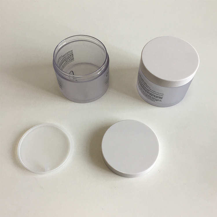 Large capacity container logo printing 250g 8oz cosmetic packaging frost plastic jar with white plastic lid