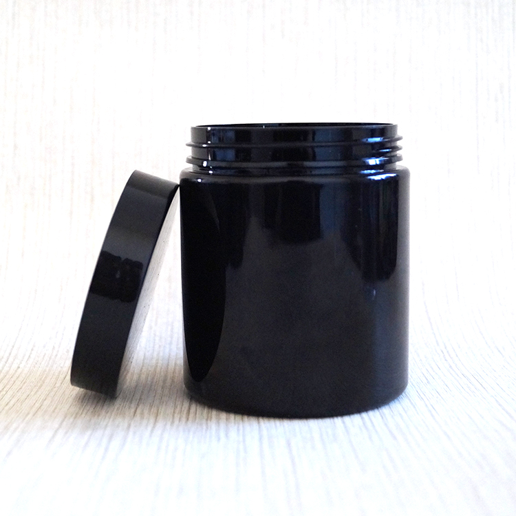 Large capacity cosmetic packaging hair wax container body butter pot dark pet jar black plastic 500ml