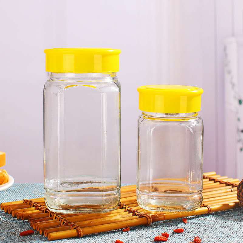 Large capacity glass honey bottle pickle bottle sealed jar