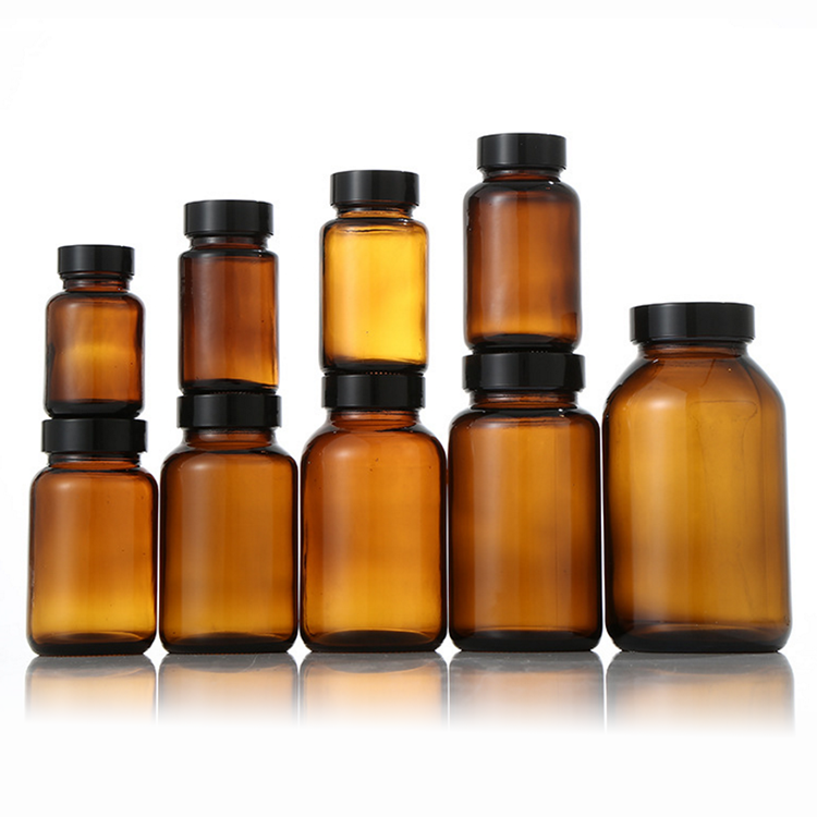 Large capacity pharmaceutical amber glass bottle