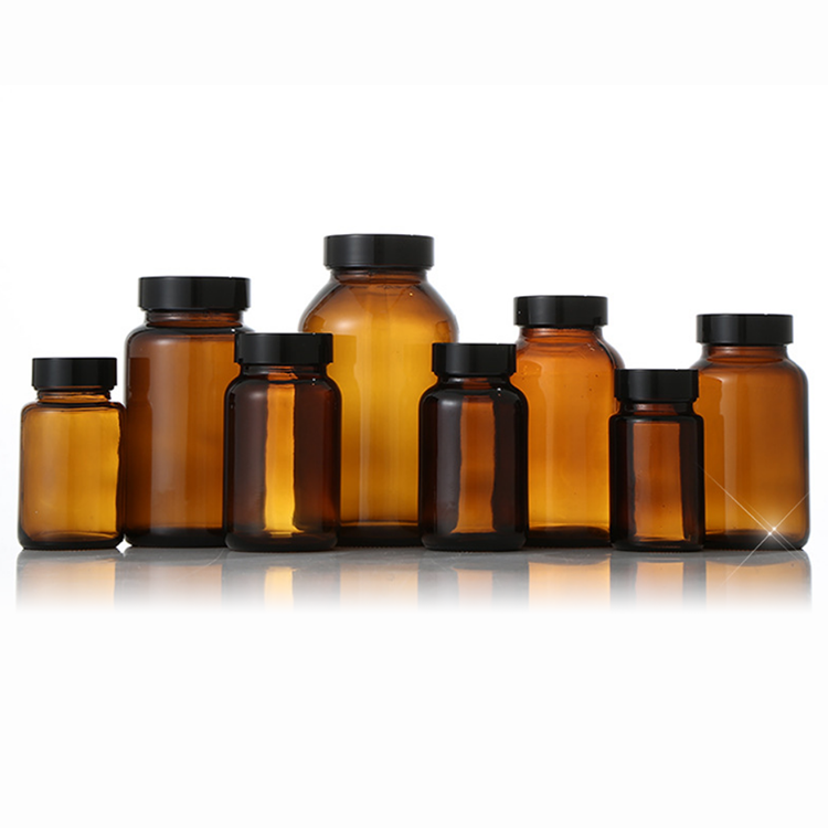 Large capacity pharmaceutical amber glass bottle