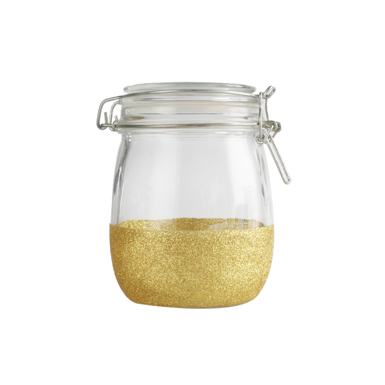 Large capacity round Airtight Storage Glass Jar With Clip Lid For Jam Nuts