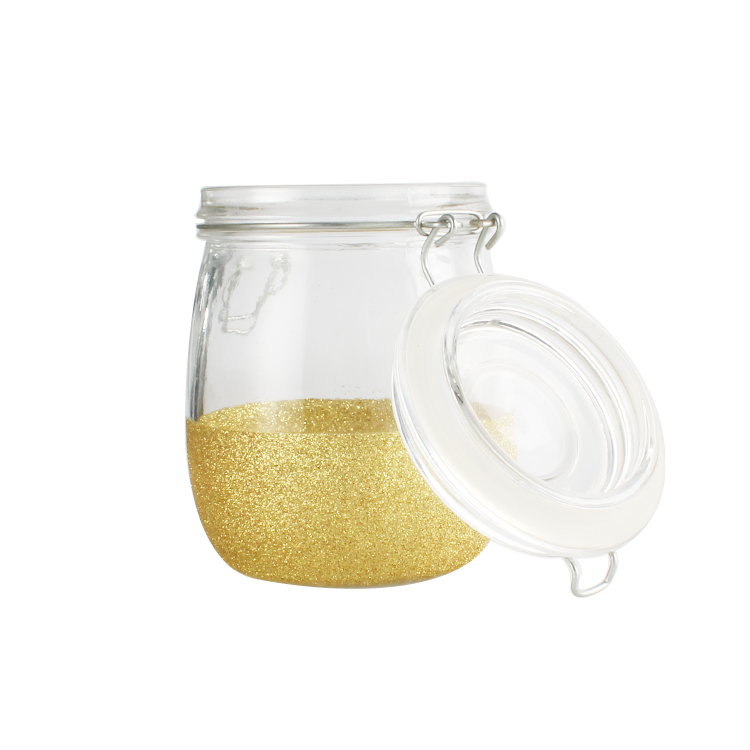 Large capacity round Airtight Storage Glass Jar With Clip Lid For Jam Nuts