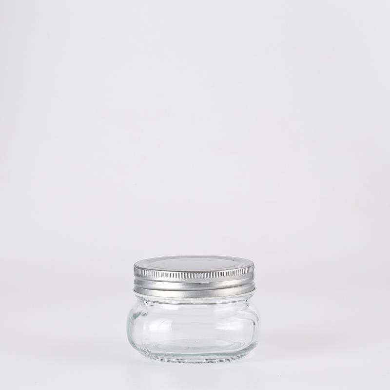 Large capacity wide mouth tall 100g 3oz 4oz 6oz recycled storage canning gold metal lid 150ml 750ml jam bottle glass mason jar
