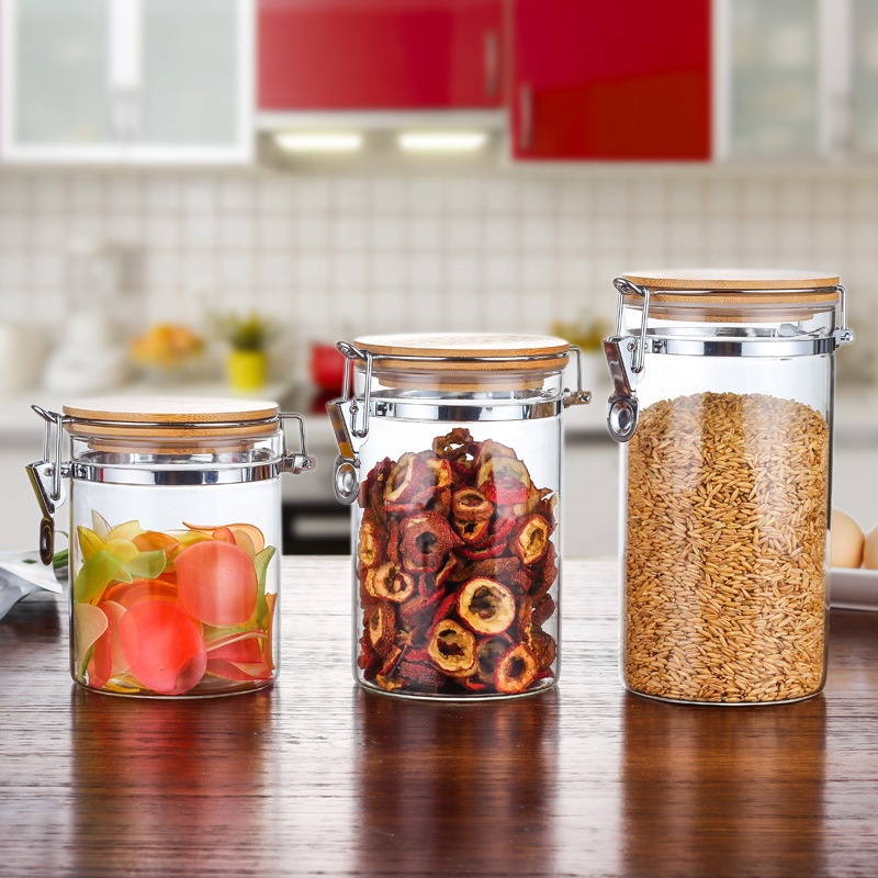 Large glass jars food storage glass jar with steel snap