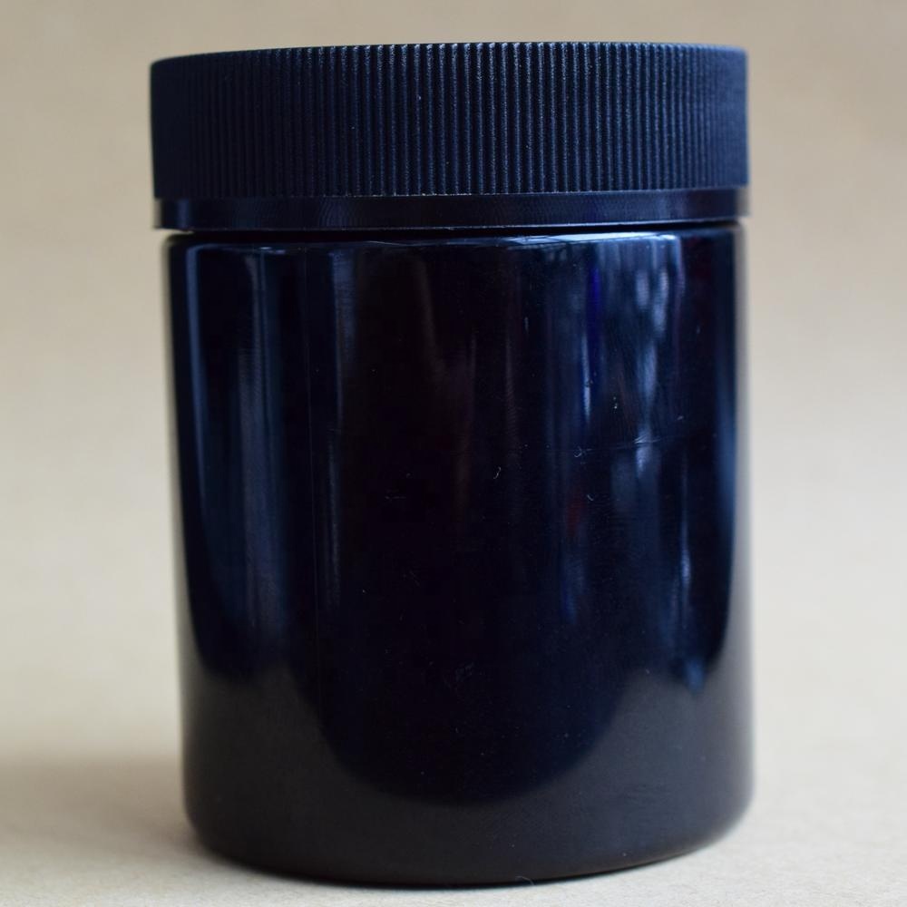 Large hemp container jars wide mouth screw top child proof 2oz 3oz 4oz dark violet black straight sided glass jars with lids