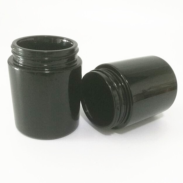 Large hemp container jars wide mouth screw top child proof 2oz 3oz 4oz dark violet black straight sided glass jars with lids