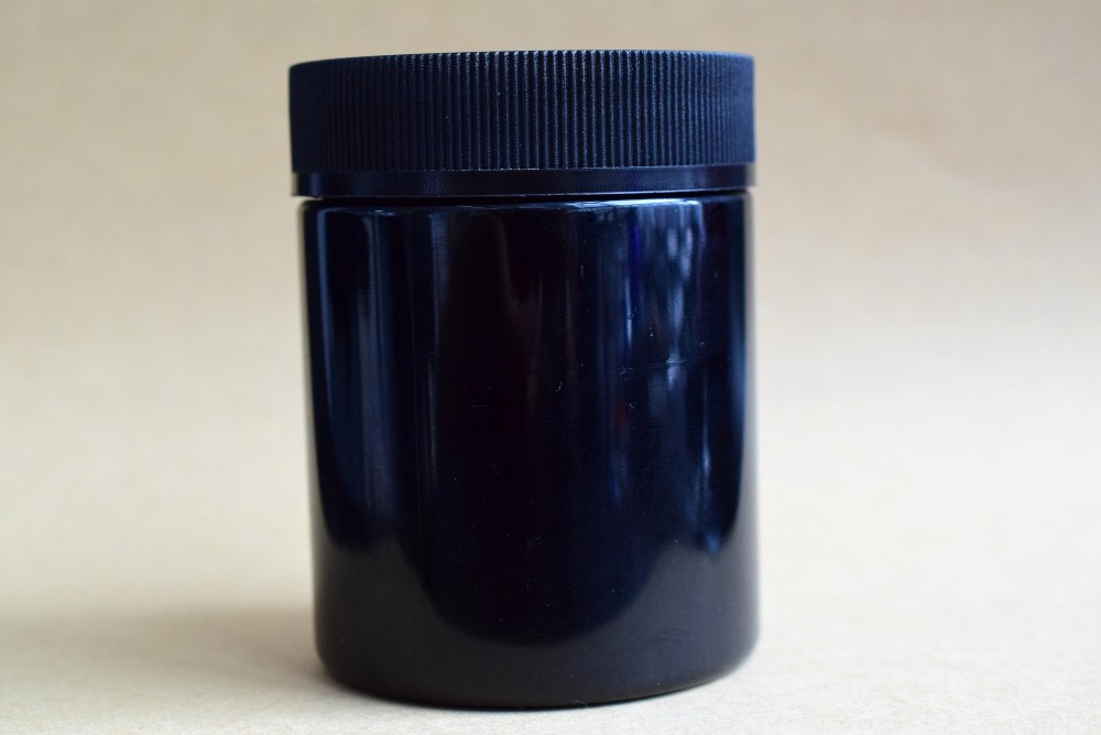 Large hemp container jars wide mouth screw top child proof 2oz 3oz 4oz dark violet black straight sided glass jars with lids