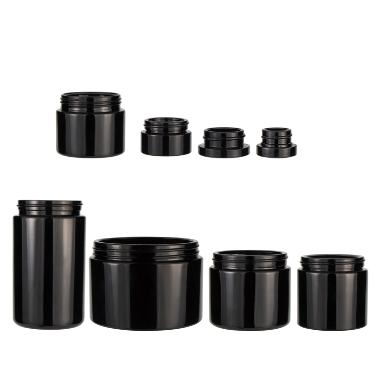 Large hemp container jars wide mouth screw top child proof 2oz 4oz 8oz dark violet black straight sided glass jars with lids