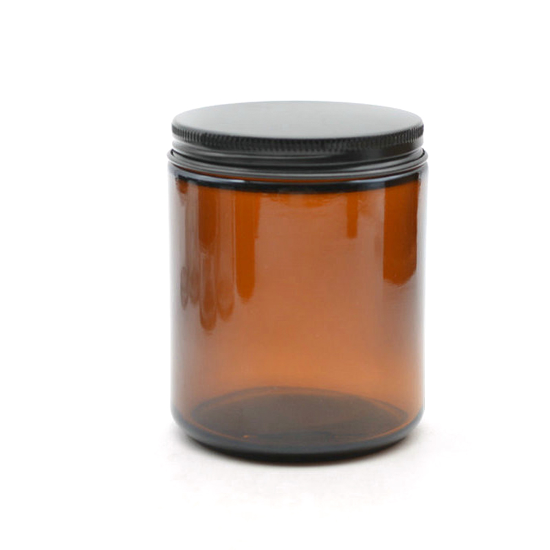 Large size round 250ml amber glass jar with ABS lid