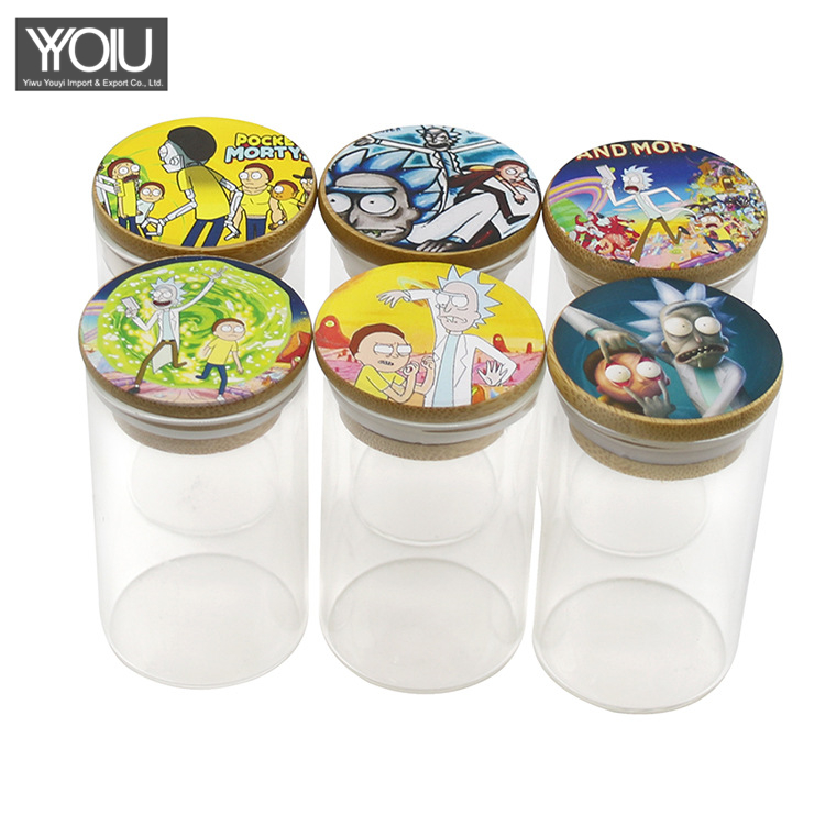 Large solid wood lid with patterned glass sealed jar transparent tobacco moisturizing storage jar storage bottle