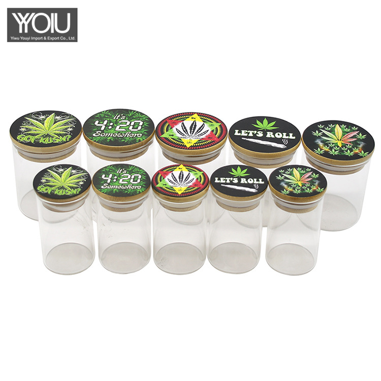 Large solid wood lid with patterned glass sealed jar transparent tobacco moisturizing storage jar storage bottle