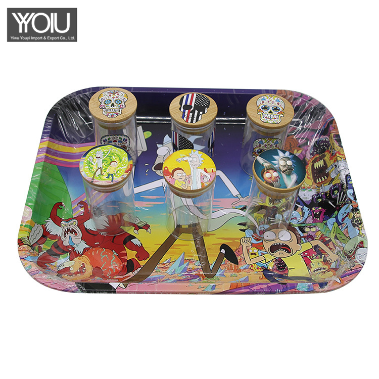 Large solid wood lid with patterned glass sealed jar transparent tobacco moisturizing storage jar storage bottle