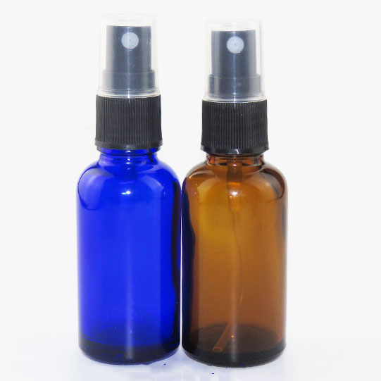 Large stock amber clear blue green 30ml glass bottle with spray cap for e liquid glass bottle