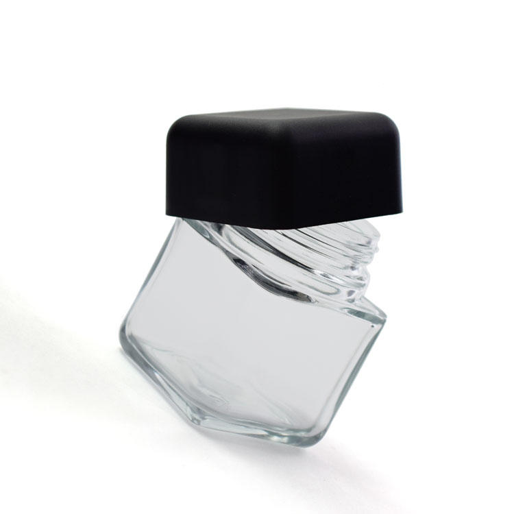 Large stock  child resistant clear glass cosmetic jar with lid