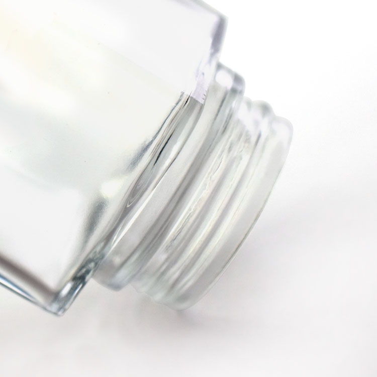 Large stock child resistant clear glass jar with lid