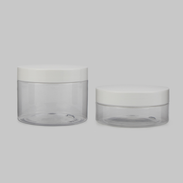 Large wholesale 150ml 180ml 300ml 5oz 6oz 10oz clear wide mouth round plastic weed jar containers with white lid