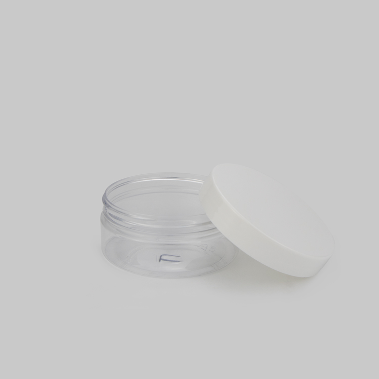 Large wholesale 150ml 180ml 300ml 5oz 6oz 10oz clear wide mouth round plastic weed jar containers with white lid