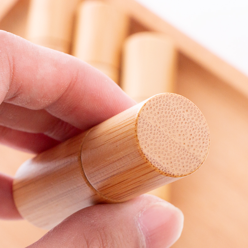 Laser Logo Empty Gemstone 10ml Essential Oil Roller Bottle With Bamboo Shell