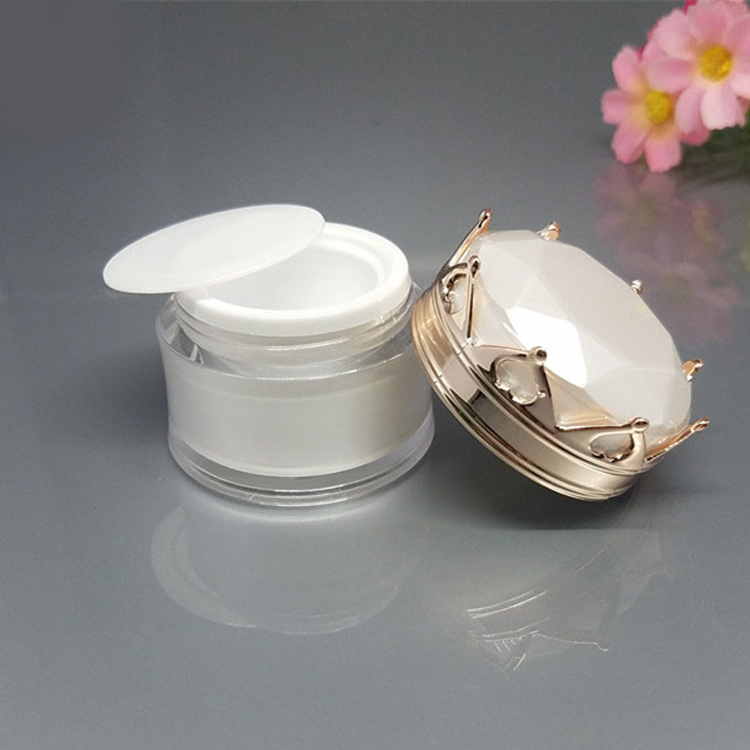 Latest Design 20g Round Crown Cosmetic  Packaging Acrylic Cream Jars
