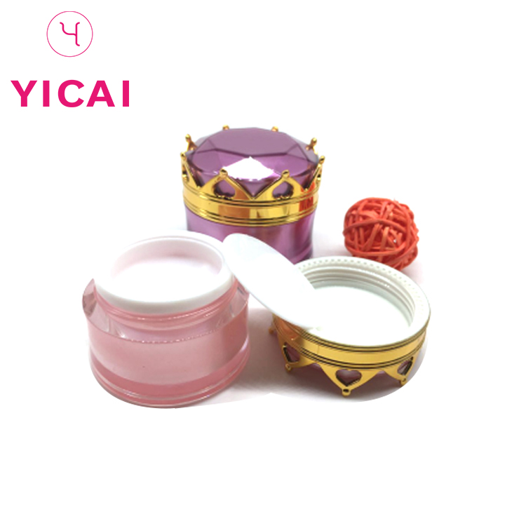 Latest Design Eco Friendly 20g Thick Wall Round Crown Acrylic Cosmetic Jar