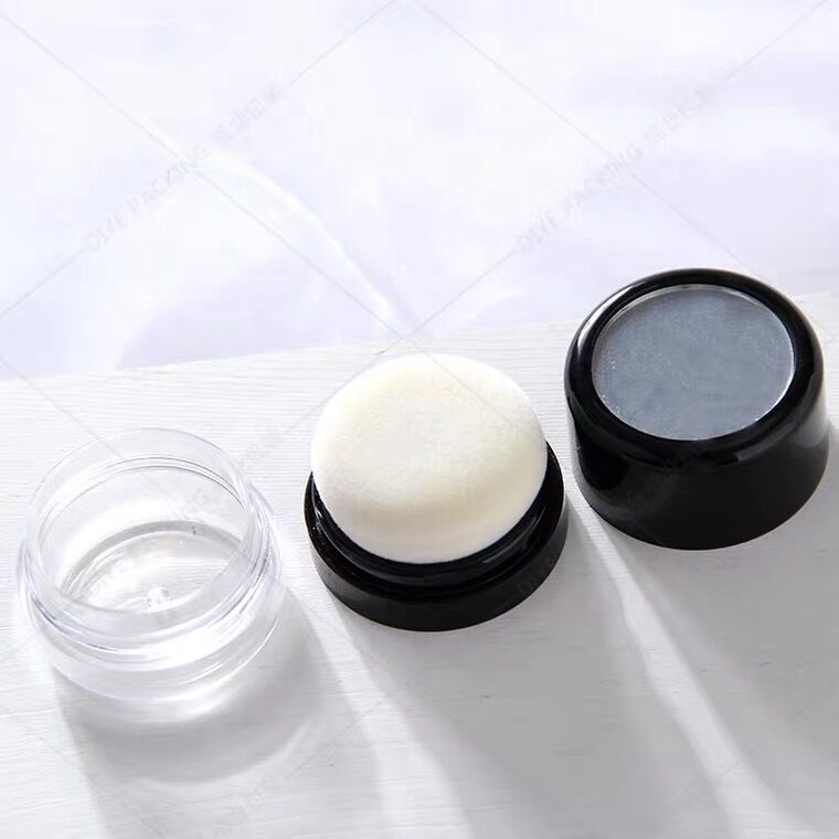Latest best seller small mushroom head with mirror powder puff round plastic empty loose powder container