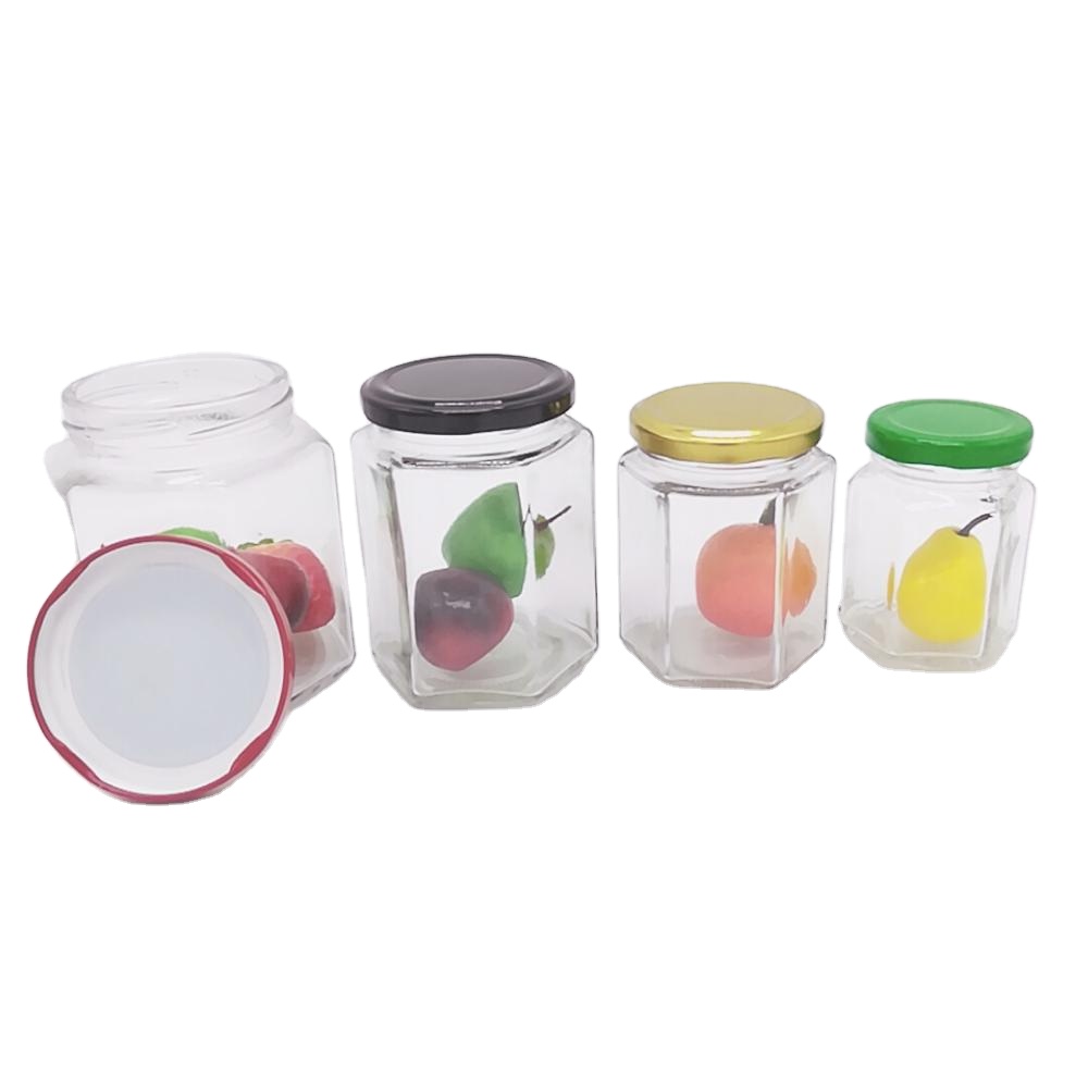 Lead free 120ml Cheap Price Wide Mouth Hexagon Glass Jar for Honey with Lid