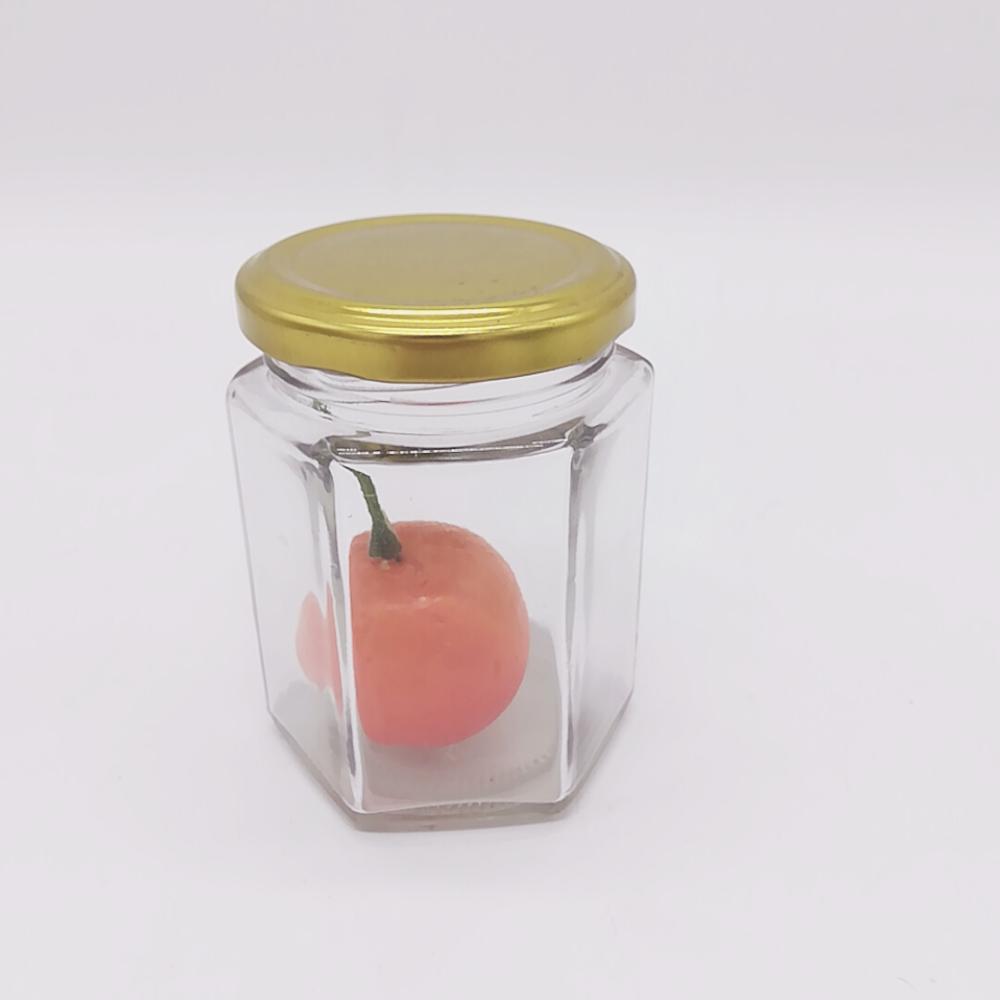Lead free 120ml Cheap Price Wide Mouth Hexagon Glass Jar for Honey with Lid