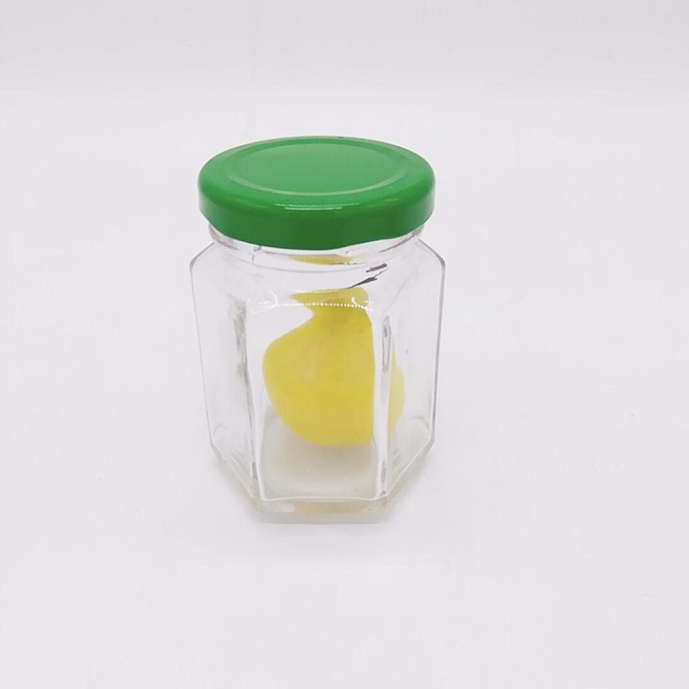 Lead free 120ml Cheap Price Wide Mouth Hexagon Glass Jar for Honey with Lid