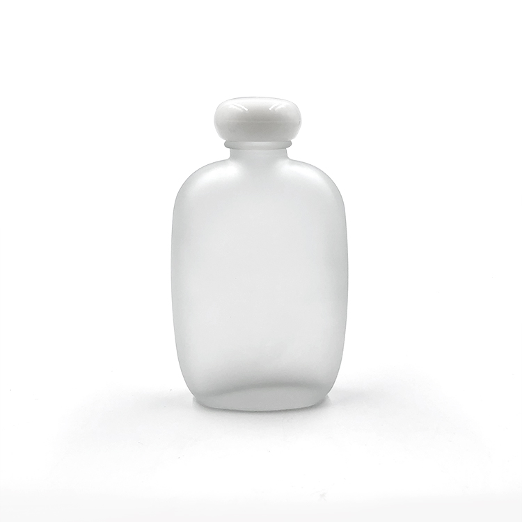 Lead free natural mini frosted glass milk square juice bottle 100ml