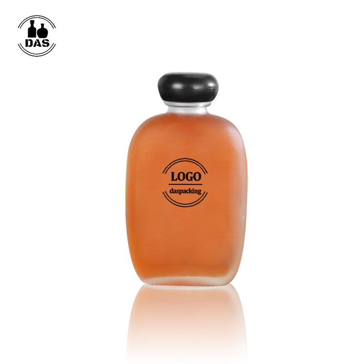 Lead free natural mini frosted glass milk square juice bottle 100ml