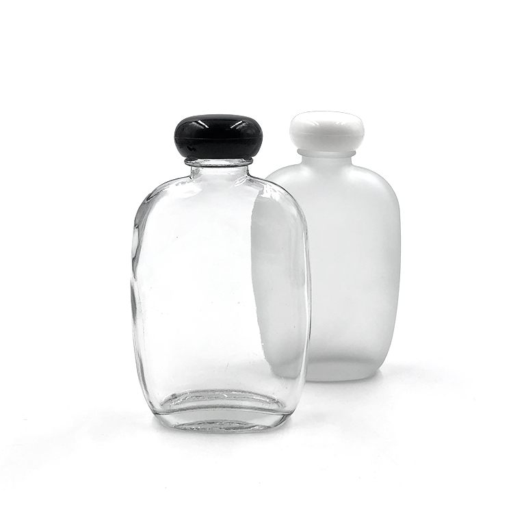 Lead free natural mini frosted glass milk square juice bottle 100ml