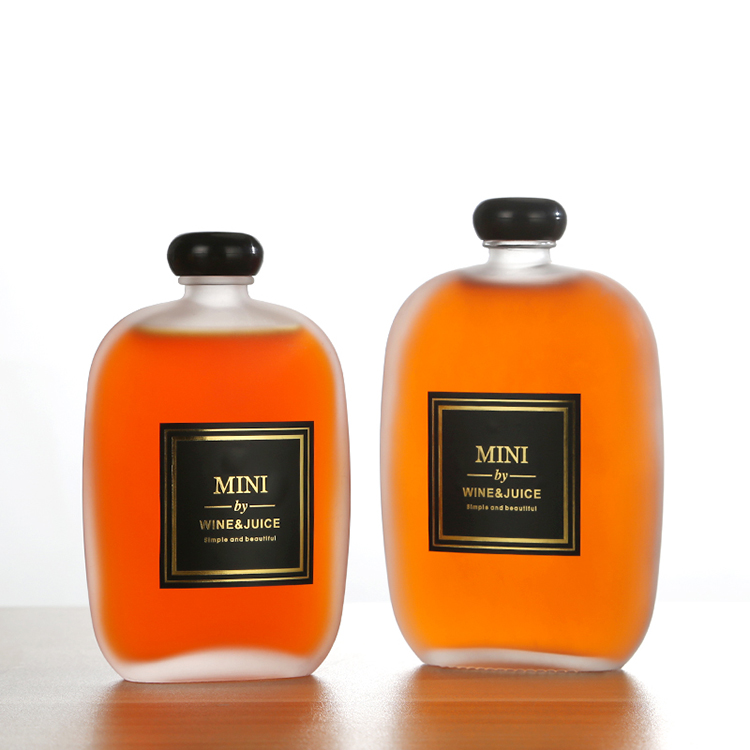 Lead free natural mini frosted glass milk square juice bottle 100ml