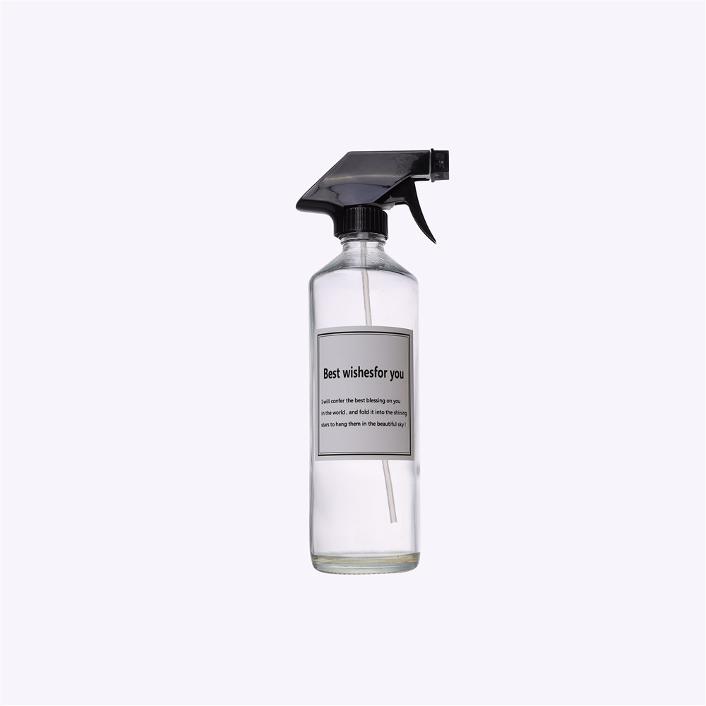 Leak Proof Empty 2oz 8oz 16oz Clear Round Mist Water Cleaner Glass Bottle With Sprayer