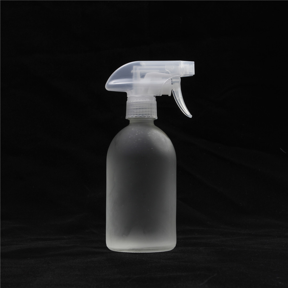 Leak Proof Empty 2oz 8oz 16oz Clear Round Mist Water Cleaner Glass Bottle With Sprayer