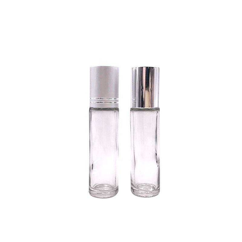Leak proof 10ml Clear Amber Blue Glass Roll On Bottles 1/3oz eye cream Perfume bottle With Roller Ball