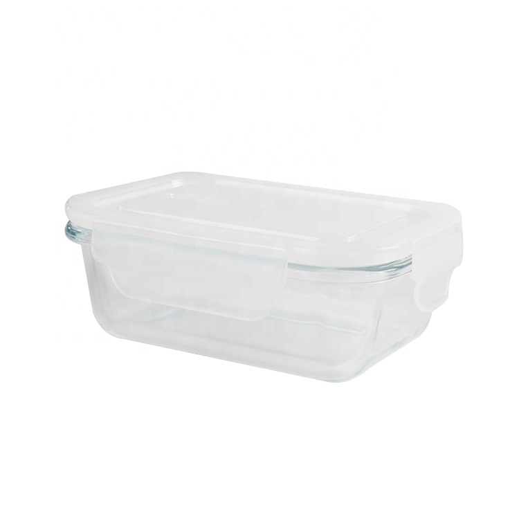 Leakproof clear 2 compartments bento box glass meal prep containers portable salad food container