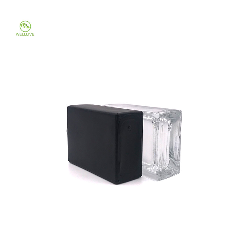 Leakproof safety screw twist lid 1oz transparent 30ml square matte black glass spray bottle for perfume