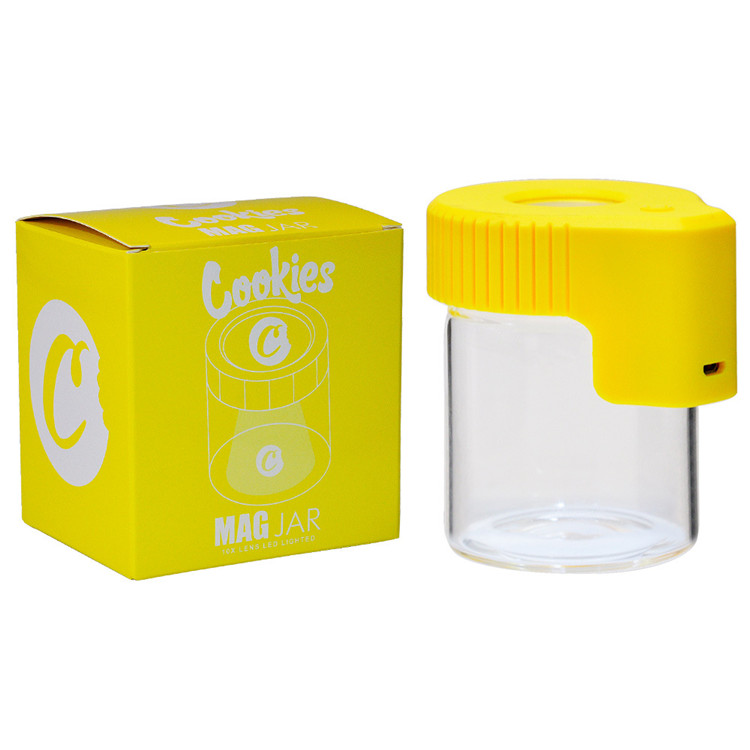 Led Light Glass Storage Bottles Magnifying Mag Jar Smoking Accessories Weed Stash Jar Herb Container Glass Jar with USB Charger